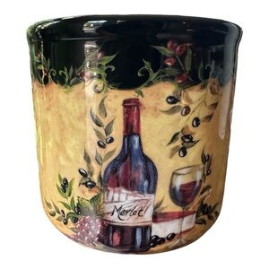 Certified Intl. Tre Sorelle Studios Ceramic Tuscany Wine/Kitchen Utensils Holder